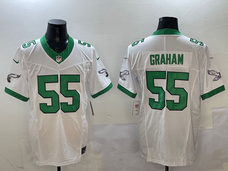 Men Philadelphia Eagles #55 Graham White Retro three generations 2025 Nike Vapor Limited NFL Jersey style 1